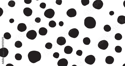 Schilderij op canvas Black and White Polka Dot Pattern for Design Projects.