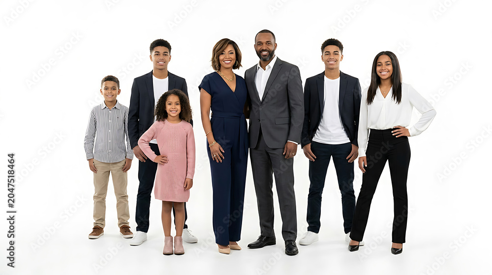 Obraz premium Group portrait of multi-generational diverse family standing in studio