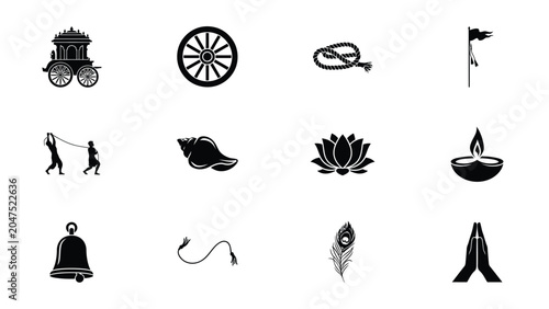 Vászonkép Spiritual and cultural symbols collection for graphic design and devotional art