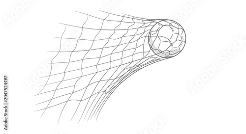 Bilde på lerret A wireframe illustration of a soccer ball hitting the back of a goal net
