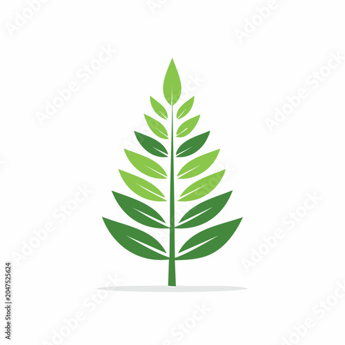 Green leafy branch icon in flat design style