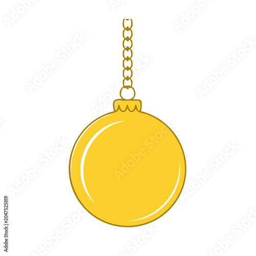 Yellow Christmas ornament hanging on a chain