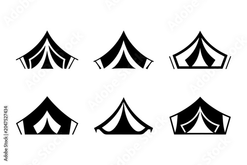 Photos Vector of various black tent designs for camping and outdoor activities