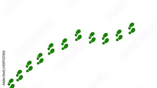 Inspecting shoeprint tracking animation with magnifying glass on white background and green screen. 4K animated tracking footsteps for searching, detective investigations, and overlay motion ..