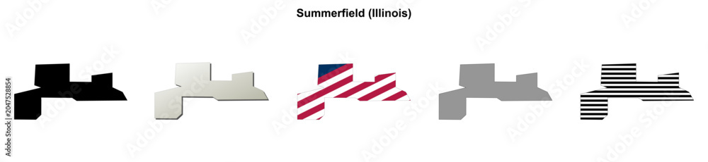 Fototapeta premium Summerfield (Illinois) blank outline map set