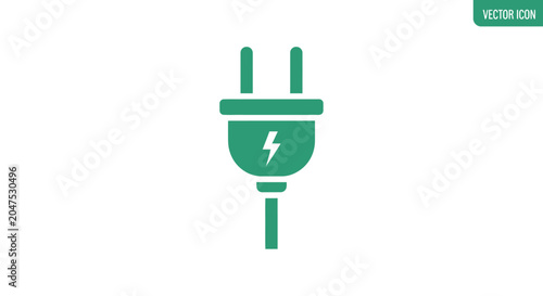 Bild auf Leinwand Green Electric Power Plug Icon.