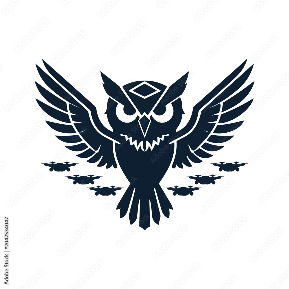Fototapeta premium Tactical drone owl mascot logo vector