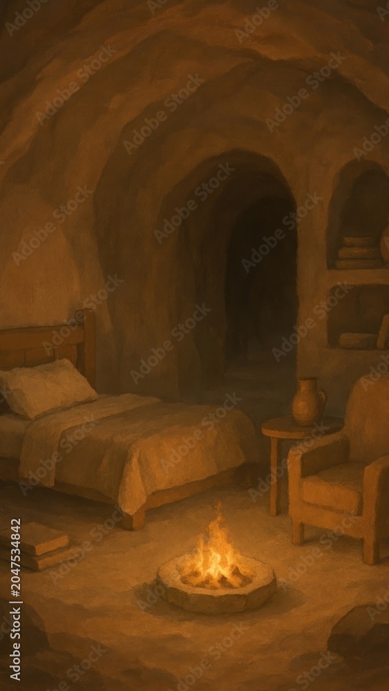 Obraz premium Cozy cave room warmth mobile wallpaper