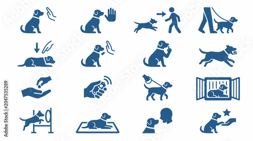 Fotografie Dog Training Icons Various Actions.