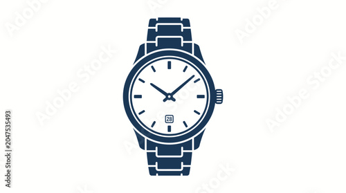 Fotografie Modern Metal Watch with White Dial.
