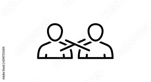 Photos People icons with crossed lines symbolizing conflict or disconnect