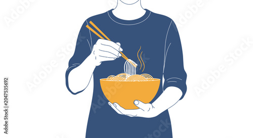 Quadro su tela Person eating from a bowl.