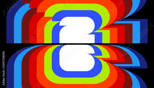 Abstract graphic design with layered colorful shapes in red, green, and blue, creating a vibrant psychedelic pattern
