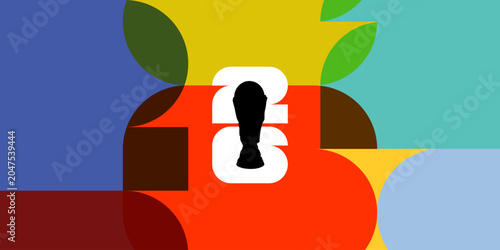 Foto Abstract colorful background with 2026 text and trophy silhouette, creative grap