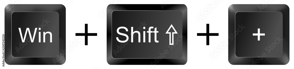 Fototapeta premium win shift plus computer keyboard shortcut key button 3d icon symbol sign isolated on white background
