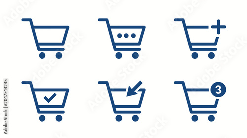 Canvastavla Shopping carts icons in blue color.