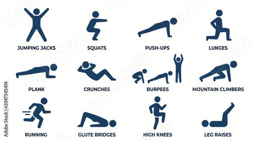 Quadro su tela Various Exercise Poses for Fitness.