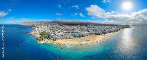 фотографія Super Wide Panoramic Sunrise View Above Puerto del Carmen in Lanzarote, Canary I