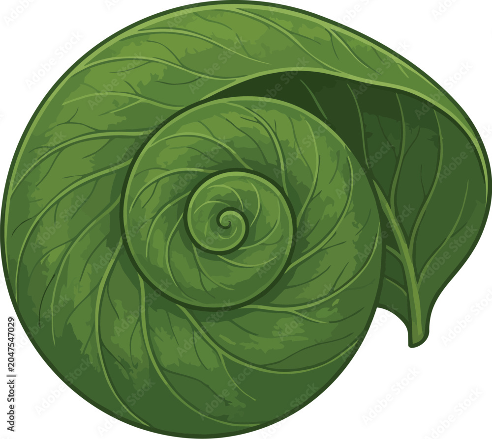 Obraz premium Leaf spiral formation showcases a unique botanical pattern inspired by natural geometry.