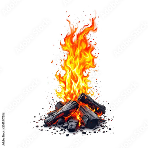 Fire Flame Element Isolated on White Background