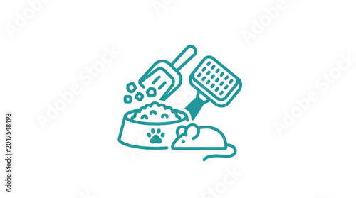 Fotografie Dog Food Bowl with Scoop.