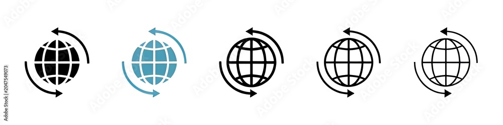 Fototapeta premium Import export illustration set. Global trade vector symbol for UI designs. Thin line customizable illustration. Contour symbol. Vector isolated outline drawing. Editable stroke