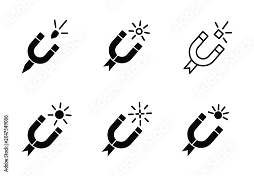 Fotografie Magnetic attraction icons with glowing sparks for business and marketing