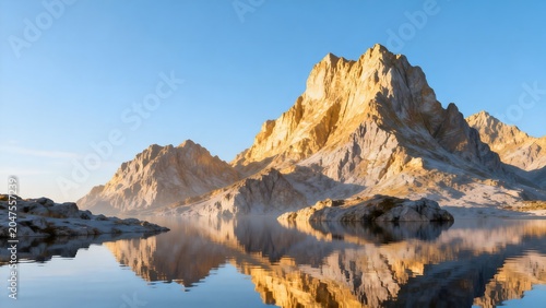 Mountain landscape with lake reflection