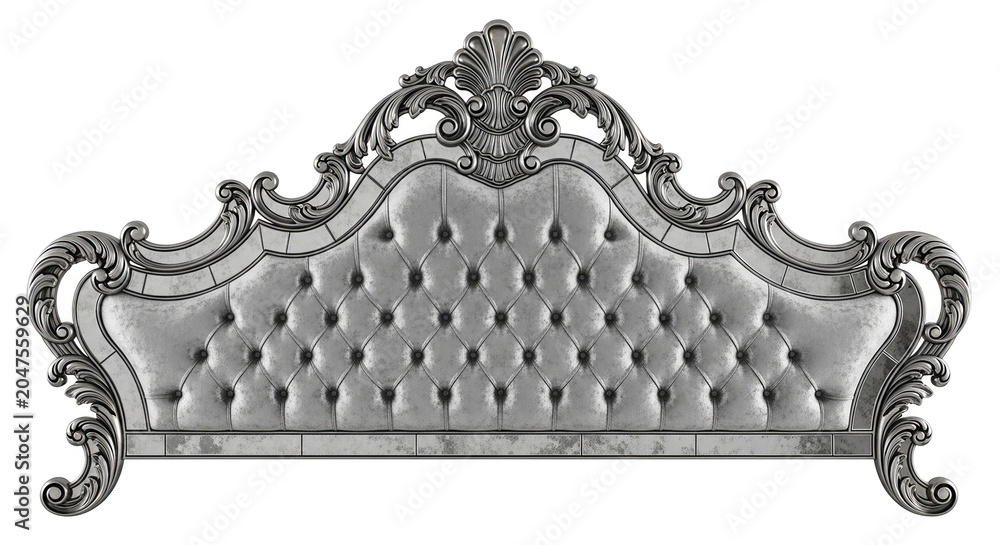 Fototapeta premium Ornate Silver Headboard Detailed Interior Design Element.