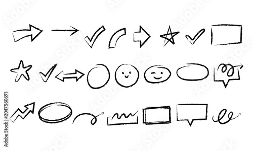 Hand drawn business presentation sketch icons set