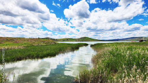 Obraz na płótnie Tödürge Lake in Sivas, Turkey is a renowned gypsum karst lake in the Kızılırmak Basin, known for its unique geology, sinkhole formations, and rich natural biodiversity