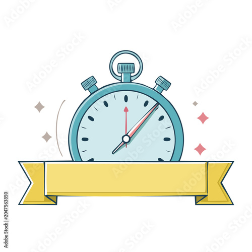 Stopwatch with Yellow Banner Illustration