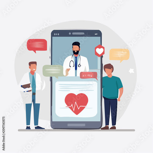 Telemedicine Consultation with Doctor and Patient on Smartphone