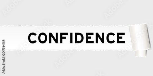 Fotografia Ripped gray paper background that have word confidence under torn part