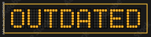 Fényképezés Orange color led banner in word outdated on black background