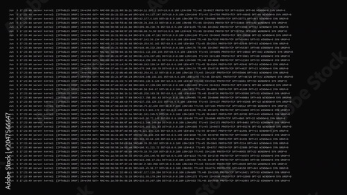 Volumetric DDoS Attack IPTables Syslog Flood Rapid Terminal Scrolling Firewall Denying IP Spoof Packets Cybersecurity Warning For Server Defense Information Technology And Infrastructure Protection