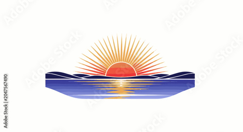 Sunrise over rolling waves, casting golden light on water
