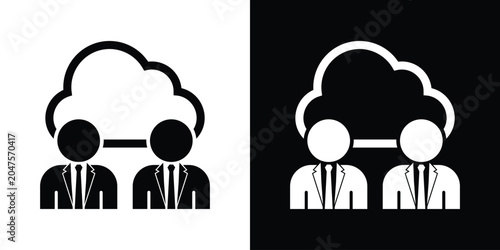 Bild auf Leinwand Two professional business avatars sharing a cloud computing icon