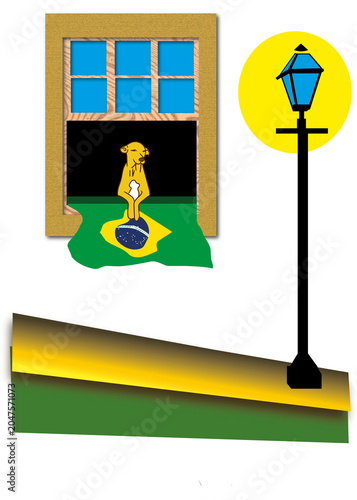 Cuadro en lienzo On the Road to Glory – Brazilian fans await the big game.