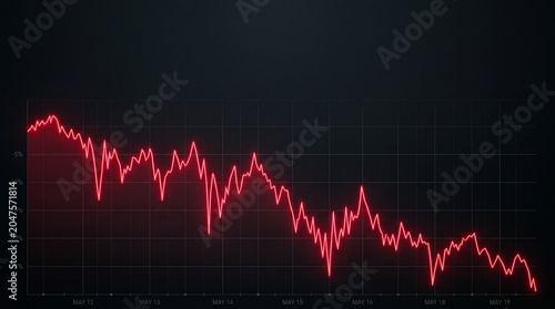 Financial Decline Visual Red Line Graph Indicating Economic Downturn and Loss