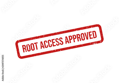 фотографія Red approval stamp with root access approved text