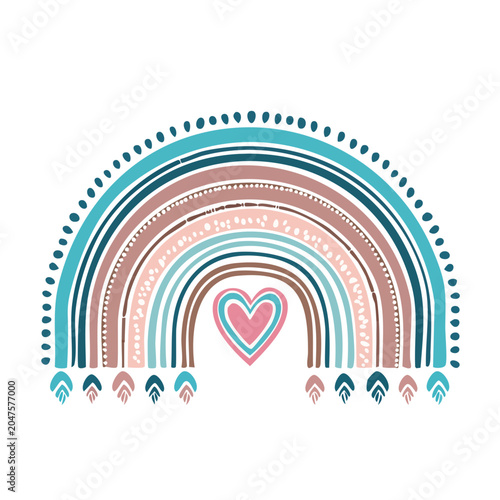 Boho rainbow with heart illustration