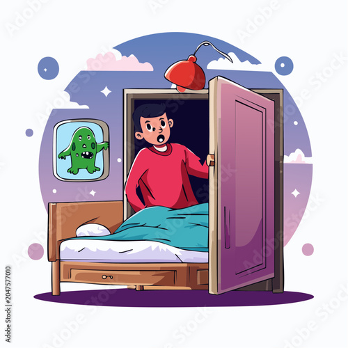 Boy Scared of Monster in Closet