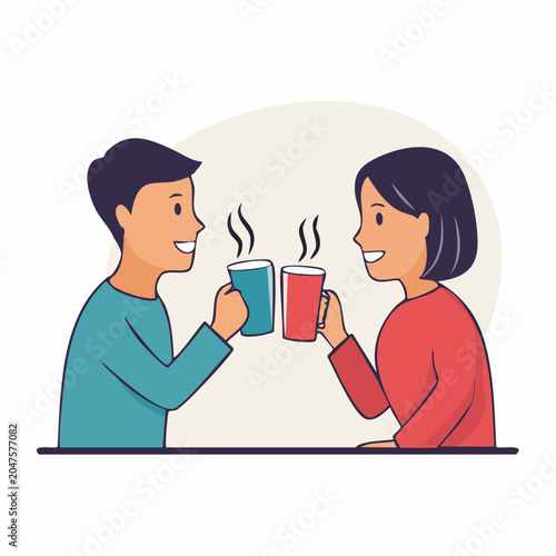 Couple Enjoying Hot Drinks Together