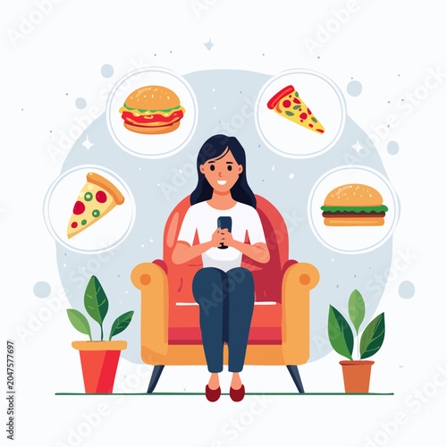 Woman Ordering Food Online