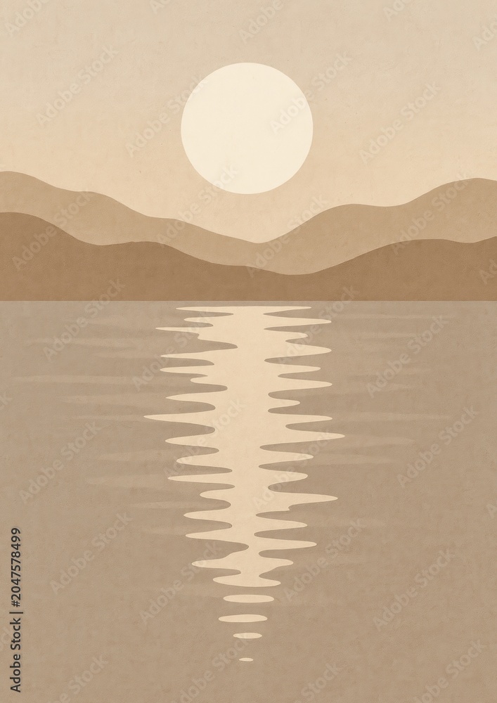 Fototapeta premium Minimalist sunset over calm water