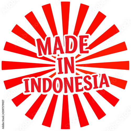 A bold red emblem with a striking sunburst design that proudly highlights Indonesian craftsmanship, making products stand out with confidence and national pride.