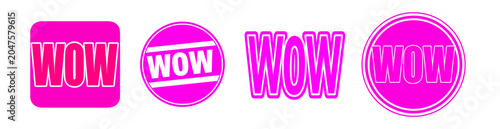Bold pink “WOW” lettering in multiple styles, designed to grab attention in promotions, social media content, advertisements, celebration themes, and eye-catching headlines.