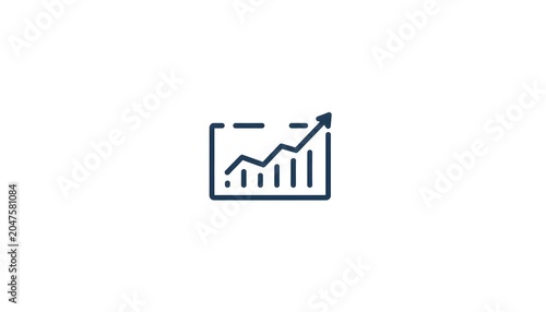 Dark Blue Customer Analytics Bar Chart with Statistics Dashboard Icon