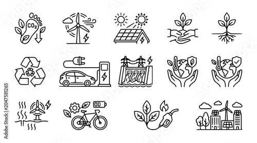 Bild auf Leinwand Sustainable Energy Icons: Ecology, Green Technology, Renewable Power, Eco-Friend